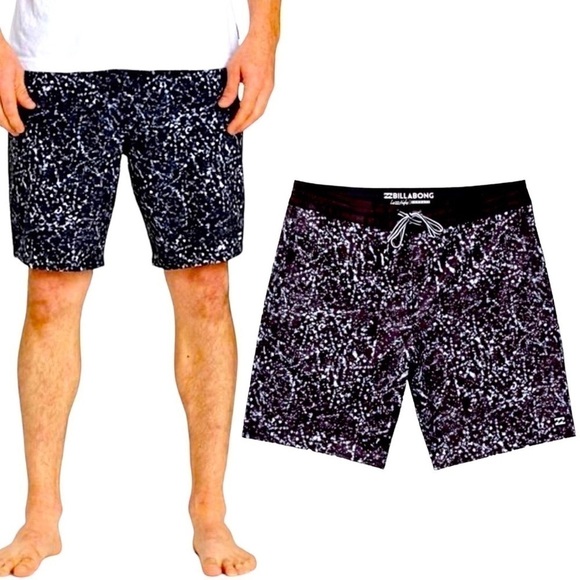 BILLABONG 17”  LOW TIDE SUNDAYS Board shorts Swim Size 30 Black Print - Picture 10 of 12